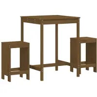 vidaXL Ensemble bar de jardin 3 pièces pin massif brun miel