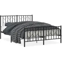 vidaXL Cadre de lit avec tête et pied de lit en métal noir 135x190 cm