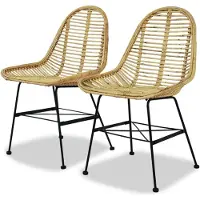 vidaXL Chaise de salle à manger 2 pcs. Rotin naturel