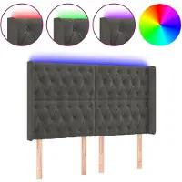 vidaXL Tête de lit LED gris foncé 147x16x118/128 cm velours
