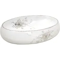 vidaXL Vasque à poser Blanc Ovale 59x40x15 cm Céramique