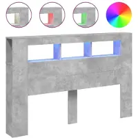 vidaXL Tête de lit LED gris béton 160x18,5x103,5 cm Bois composite