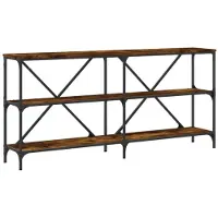 vidaXL Table console chêne fumé 160x30x75 cm bois d'ingénierie et fer