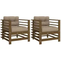 vidaXL Chaises de jardin avec coussins 2 pcs. Marron miel pin massif