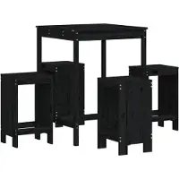 vidaXL Ensemble bar de jardin 5 pièces noir pin massif
