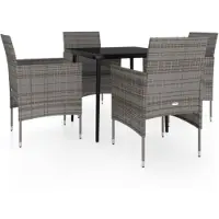 vidaXL Ensemble de jardin 5 pièces avec coussins Gris et noir