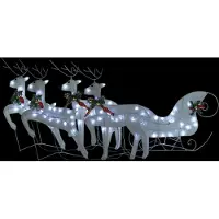 vidaXL Renne avec traîneau Décoration de Noël 100LEDs Outdoor Blanc