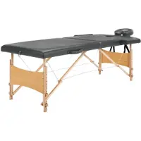 vidaXL Table de massage avec 2 zones Cadre en bois Anthracite 186x68cm