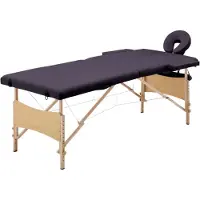 vidaXL Table de massage pliable 2 zones Bois Violet