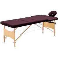 vidaXL Table de massage pliable 3 zones Violet vin