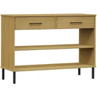 vidaXL Armoire Console Avec Pieds En Métal Marron Bois Pin Massif Oslo