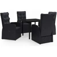 vidaXL Ensemble de jardin 5 pièces avec coussins Noir