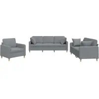 vidaXL Ensemble de canapés 3 pièces avec coussins Tissu gris clair