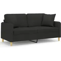 vidaXL Canapé 2 places avec oreillers décoratifs noir 140 cm tissu