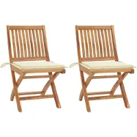 vidaXL Chaises de jardin 2 pcs. avec coussins Cremen teck massif