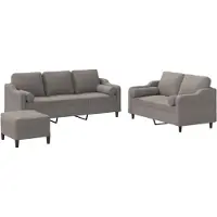 vidaXL Ensemble de canapés 3 pièces avec coussins Tissu Taupe