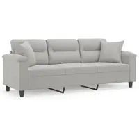 vidaXL Canapé 3 places avec coussins gris clair 180 cm Tissu microfibre