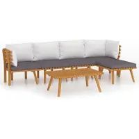 vidaXL Ensemble de salon de jardin 6 pièces avec coussins en bois massif d'acacia