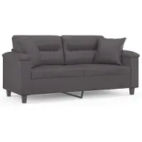 vidaXL Canapé 2 places avec oreillers décoratifs gris 140cm similicuir
