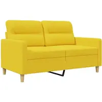vidaXL Canapé 2 places jaune clair 120 cm Tissu