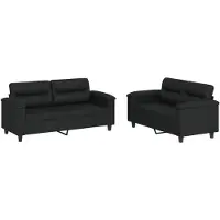 vidaXL Ensemble de canapés 2 pièces avec coussins Noir Similicuir