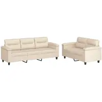 vidaXL Ensemble de canapés 2 pièces avec coussins Beige Tissu microfibre