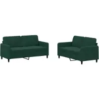 vidaXL Ensemble de canapés 2 pièces vert foncé velours