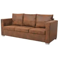 vidaXL Canapé à 3 places 191 x 73 x 82 cm Cuir daim artificiel