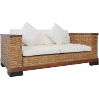 vidaXL Canapé 2 places avec coussins Marron Naturel Rotin