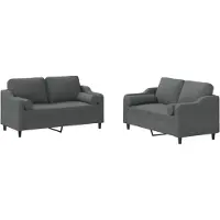 vidaXL Ensemble de canapés 2 pièces avec coussins Tissu gris foncé