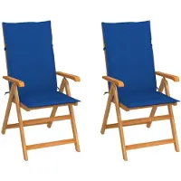 vidaXL Chaises de jardin 2 pcs. avec coussins bleu roi teck massif