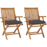 vidaXL Chaises de jardin 2 pcs. avec coussins anthracite teck massif