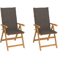vidaXL Chaises de jardin 2 pcs. avec coussins taupe teck massif
