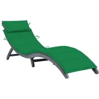 vidaXL Chaise longue avec support Gris Bois massif Acacia