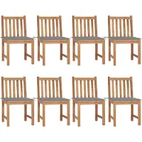 vidaXL Chaises de jardin 8 pcs. avec coussins teck massif