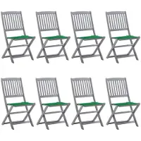 vidaXL Chaises de jardin pliantes 8 pcs. avec coussins en bois massif d'acacia