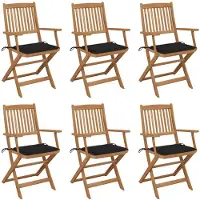 vidaXL Chaises de jardin pliantes 6 pcs. avec coussins en bois massif d'acacia