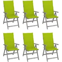 vidaXL Chaises de jardin réglables 6 pcs. avec coussins en bois massif d'acacia