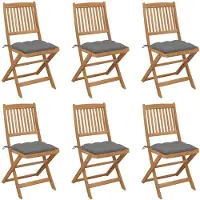 vidaXL Chaises de jardin pliantes 6 pcs. avec coussins en bois massif d'acacia