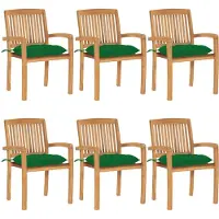 vidaXL Chaises de jardin empilables avec coussins 6 pcs. Bois massif teck