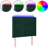 vidaXL Tête de lit LED vert foncé 93x16x118/128 cm velours