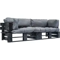 vidaXL Ensemble de canapé d'extérieur 2 pièces palettes avec coussins en pin gris
