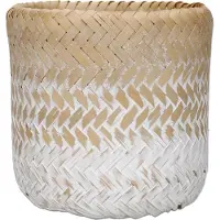 Kitchencraft Kitchen Craft Pot de bamboo, Indoor Pot de, Natural Woven Pot with Degraded Design White and brown, 12 x 12 x 11.5 cm