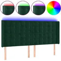 vidaXL Tête de lit LED vert foncé 203x16x118/128 cm velours