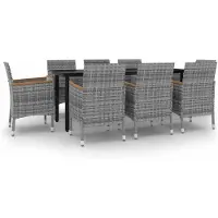 vidaXL Salon de jardin 9 pièces avec coussins Poly rotin et verre