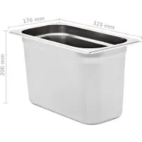 vidaXL Récipients Gastronorm 4 pcs GN 1/3 200 mm acier inoxydable