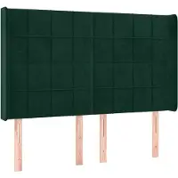 vidaXL Tête de lit avec oreilles vert foncé 147x16x118/128 cm velours