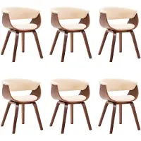 vidaXL Chaises de salle à manger 6 pcs. Crème bois courbé et similicuir