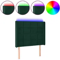 vidaXL Tête de lit à LED Vert foncé 83x16x118/128 cm Velours