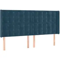 vidaXL Tête de lit avec oreilles bleu foncé 163x16x118/128 cm velours